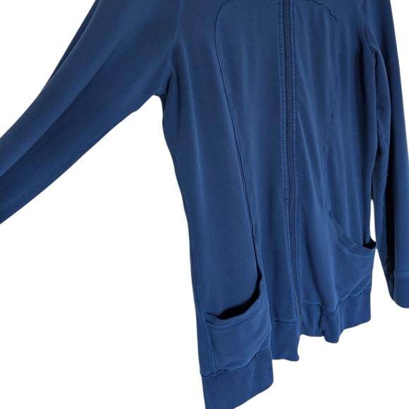 Lululemon Jacket Vintage Rare Track Blue Striped Collar Full Zip Women's size 10 - Picture 10 of 15